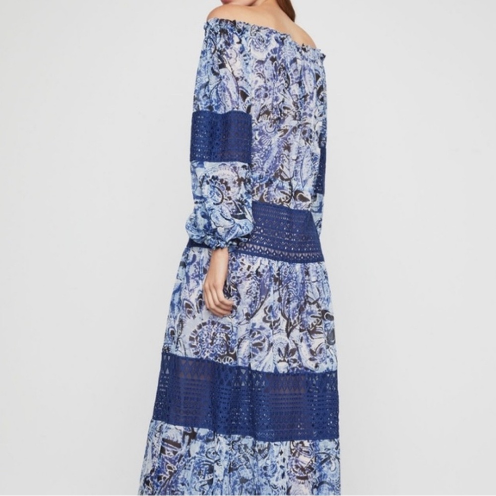 BCBGMAXAZRIA Ellie Blue Paisley Maci Dress 100% silk - Picture 3 of 8